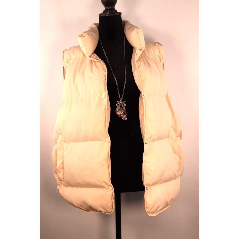 Luxi Aunt & Studio Beige Puffer Vest Size Large‎
